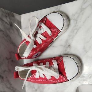 Converse crib shoes baby size 3. Red